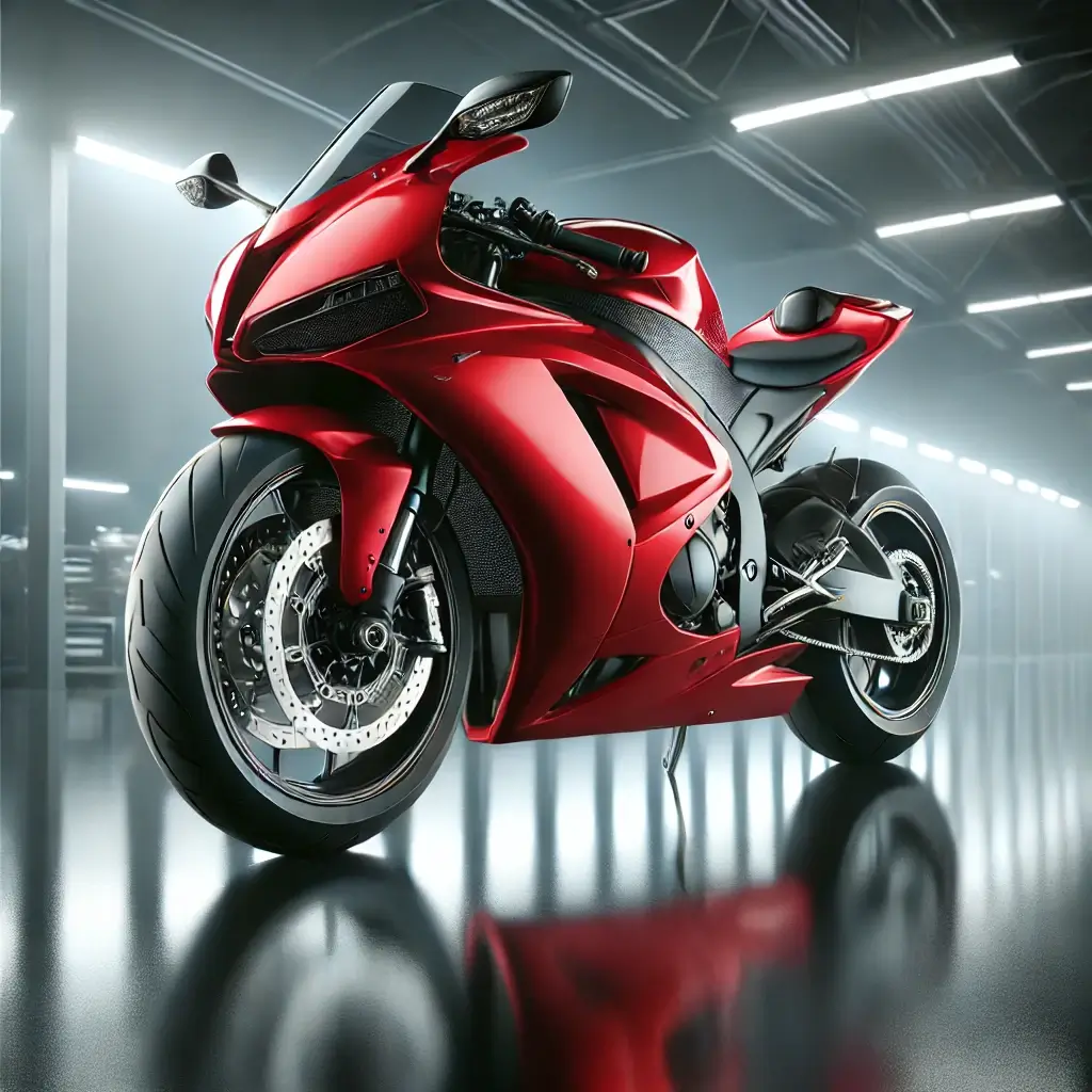DALL·E 2025-02-26 14.50.00 - A high-quality, realistic image of a sleek, modern red motorcycle with an extremely glossy and reflective finish, parked in a well-lit showroom. The m (1)